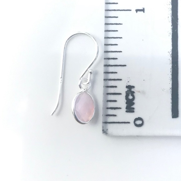 Tiny Nano Pink Opal Sterling Silver Earrings - Picture 6 of 7